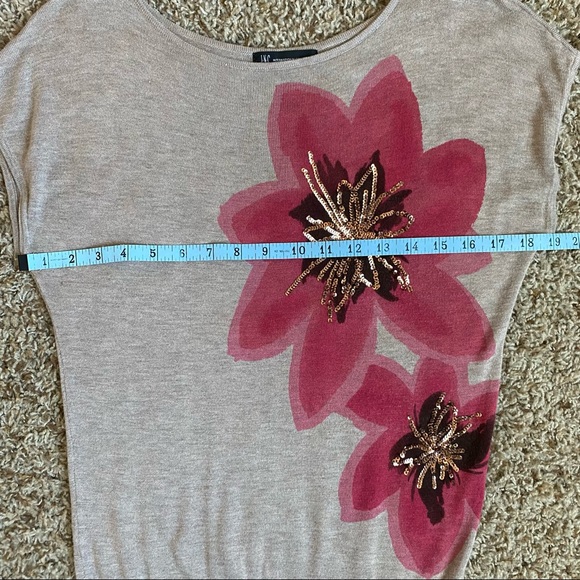 INC Dolman Sleeve Tan Embellished Lightweight Sweater Top Sequins - Picture 10 of 11